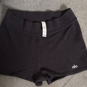 ALO Yoga Waffle Knit Black Shorts